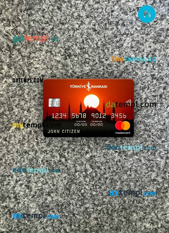 Turkey Bankasi bank mastercard PSD scan and photo taken image, 2 in 1