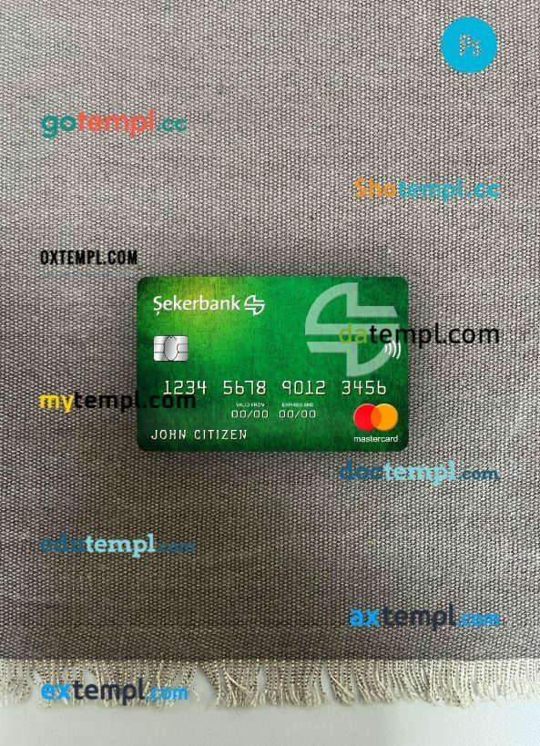 Turkey Sekerbank mastercard PSD scan and photo taken image, 2 in 1
