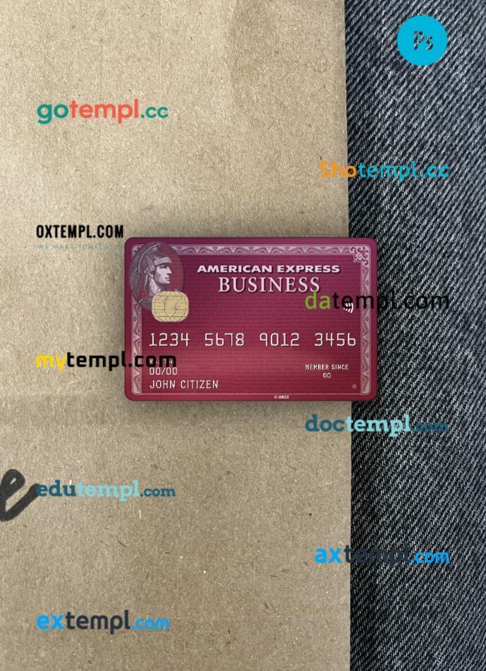 USA BB&T Corp. bank AMEX business plum card PSD scan and photo-realistic snapshot, 2 in 1