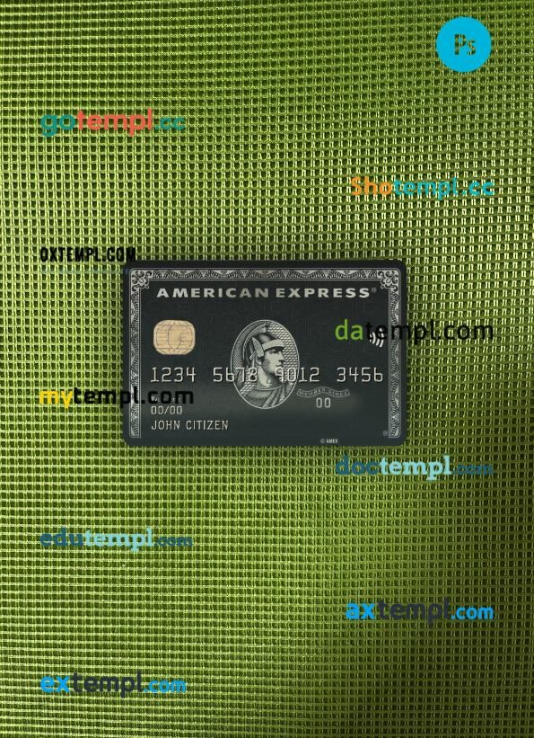 USA BMO Bank of Montreal bank AMEX black card PSD scan and photo-realistic snapshot, 2 in 1