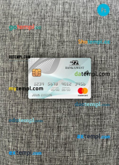 USA Bank of the West bank mastercard PSD scan and photo taken image, 2 in 1