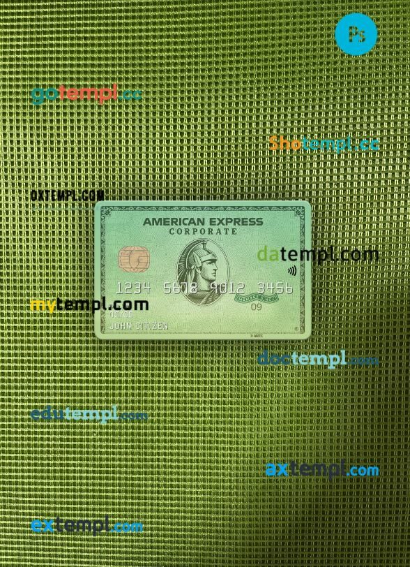USA California Varo bank AMEX green card PSD scan and photo-realistic snapshot, 2 in 1