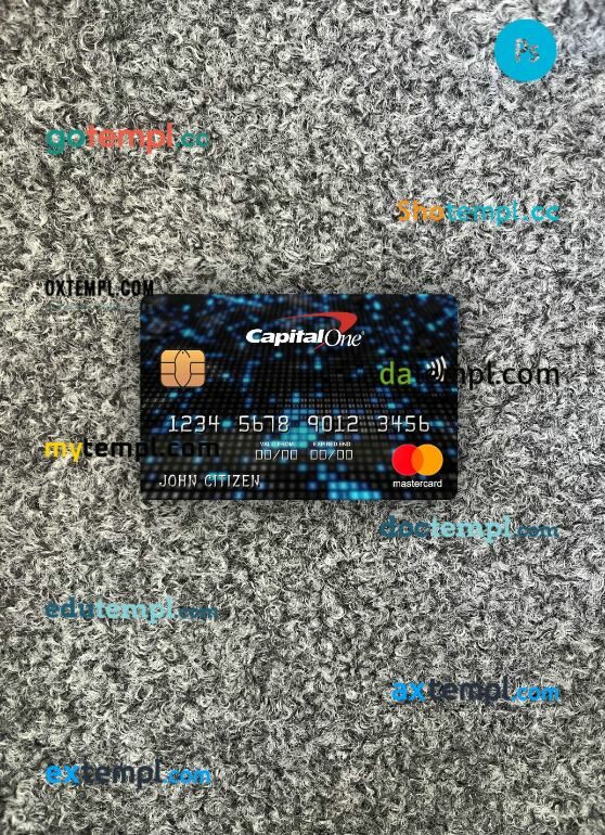 USA Capital One bank mastercard PSD scan and photo taken image, 2 in 1