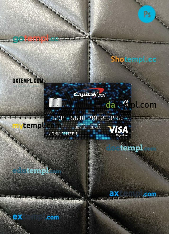 USA Capital One bank visa signature card PSD scan and photo-realistic snapshot, 2 in 1