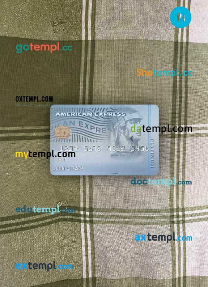 USA Carrington Mortgage Services bank AMEX platinum card PSD scan and photo-realistic snapshot, 2 in 1