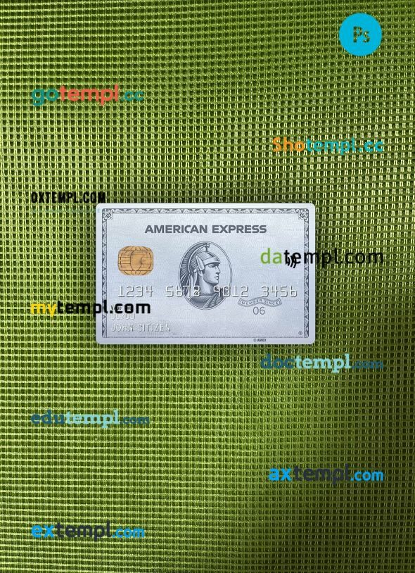 USA Chase bank AMEX platinum card PSD scan and photo-realistic snapshot, 2 in 1