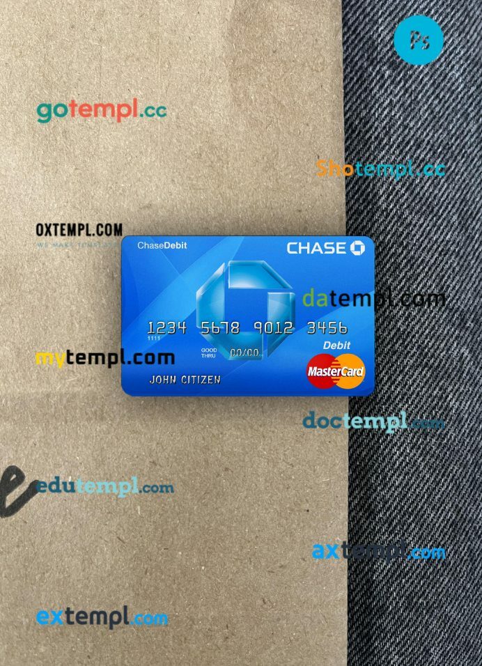 USA Chase bank MasterCard Debit PSD scan and photo taken image, 2 in 1