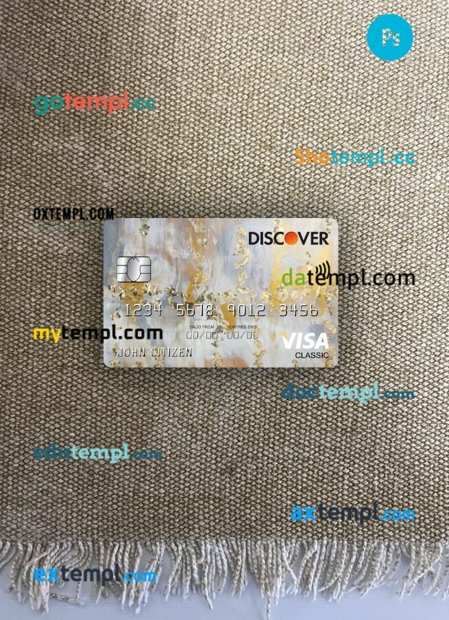 USA Discover bank visa classic card PSD scan and photo-realistic snapshot, 2 in 1