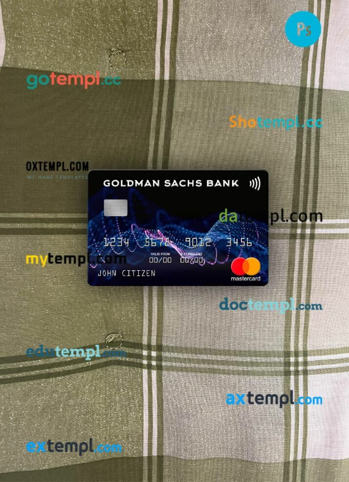 USA Goldman Sachs Bank mastercard PSD scan and photo taken image, 2 in 1