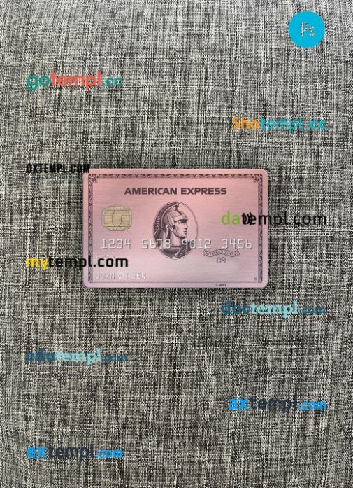 USA Indiana Centier bank AMEX rose gold card PSD scan and photo-realistic snapshot, 2 in 1