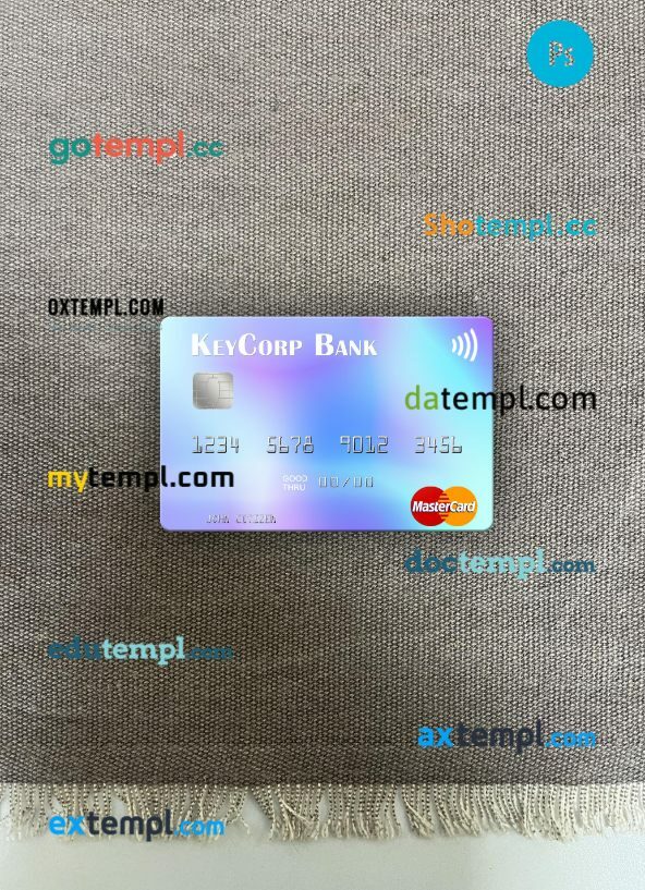 USA KeyCorp Bank mastercard PSD scan and photo taken image, 2 in 1