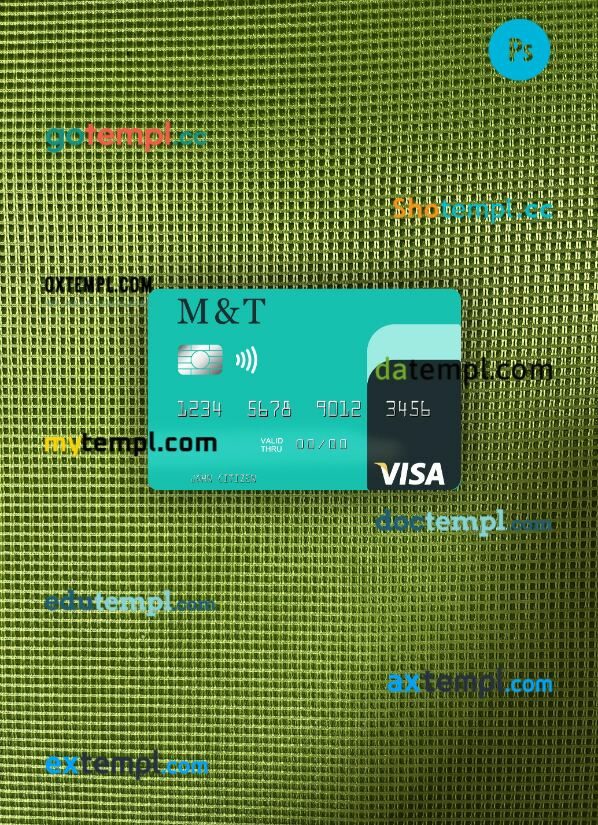 USA M&T Bank visa card PSD scan and photo-realistic snapshot, 2 in 1