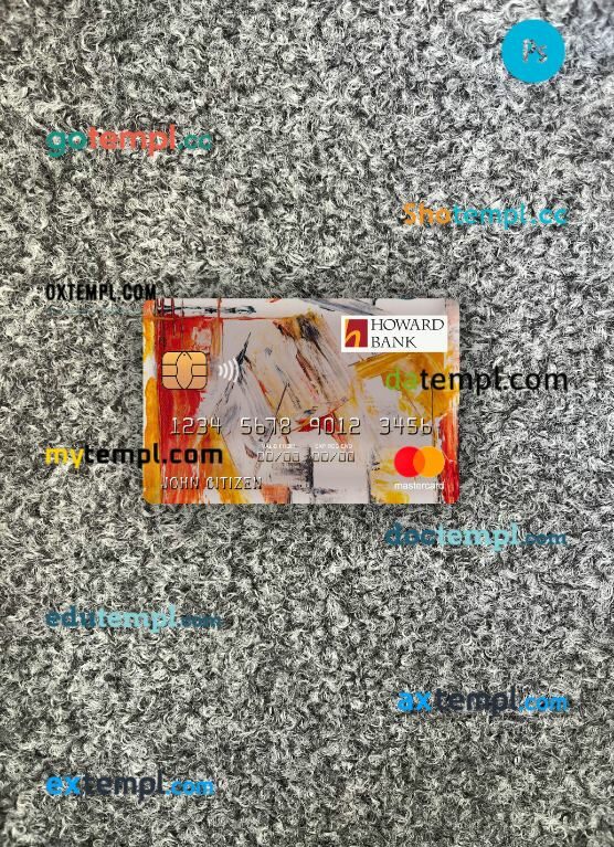 USA Maryland Howard Personal bank mastercard PSD scan and photo taken image, 2 in 1