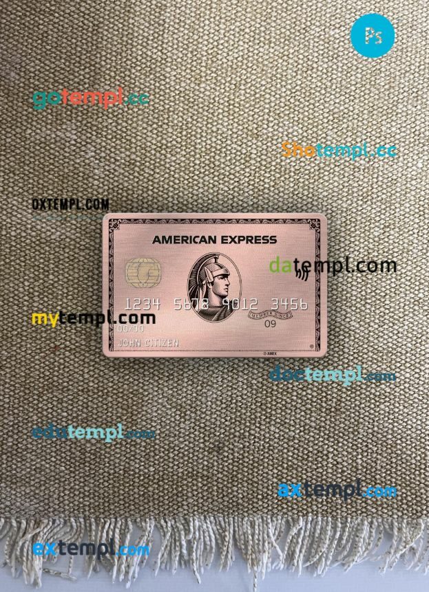 USA Missouri Together Credit Union bank AMEX rose gold card PSD scan and photo-realistic snapshot, 2 in 1
