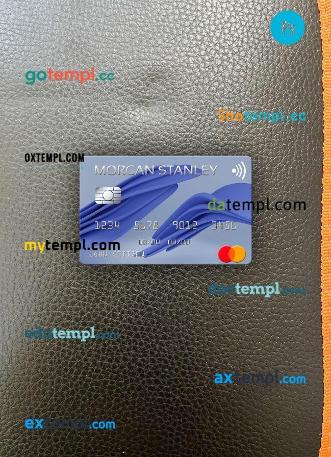 USA Morgan Stanley Bank mastercard PSD scan and photo taken image, 2 in 1