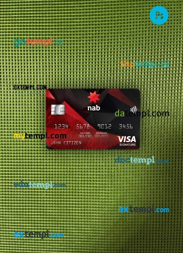 USA NAB bank visa signature card PSD scan and photo-realistic snapshot, 2 in 1