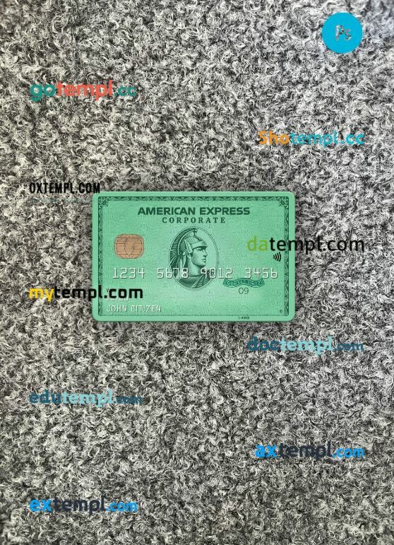 USA Nebraska Five Points Bank AMEX green card PSD scan and photo-realistic snapshot, 2 in 1