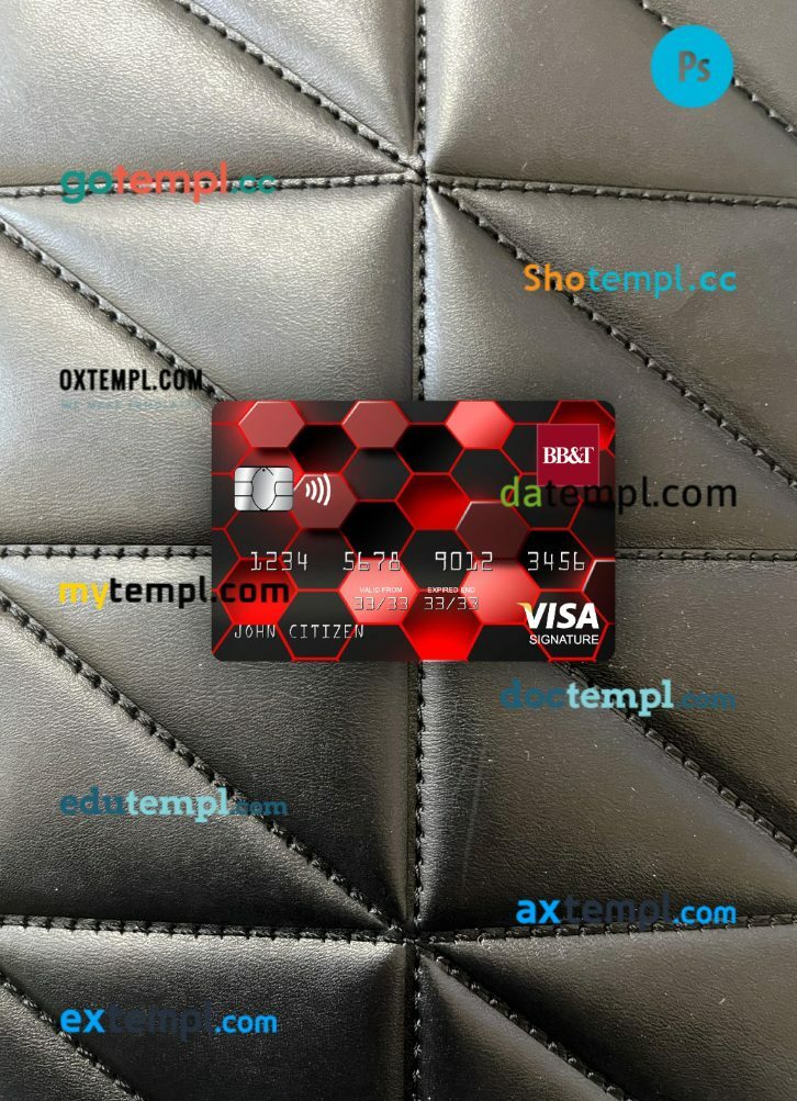 USA North Carolina BB&T Corp. bank visa signature card PSD scan and photo-realistic snapshot, 2 in 1