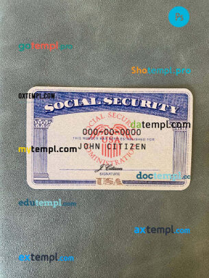 USA SSN photolook blue background PSD files, editable photo-realistic look sample, 2 in 1
