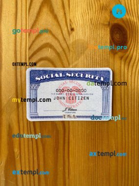 USA SSN photolook wood table background PSD files, editable photo-realistic look sample, 2 in 1