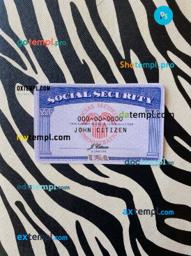 USA SSN photolook zebra background PSD files, editable photo-realistic look sample, 2 in 1