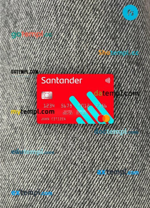 USA Santander Bank mastercard PSD scan and photo taken image, 2 in 1