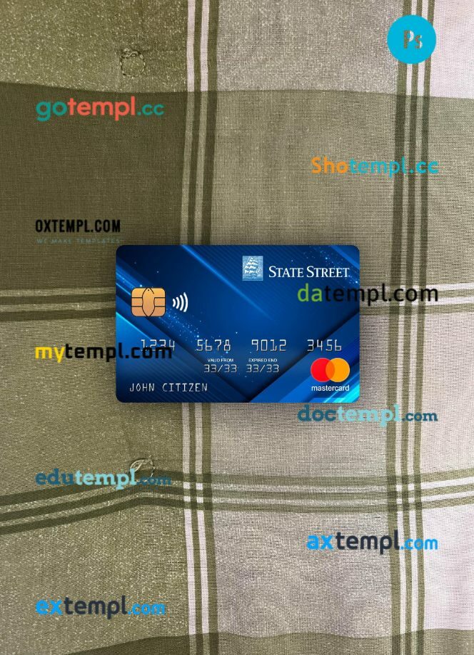 USA State Street Corporation bank mastercard PSD scan and photo taken image, 2 in 1