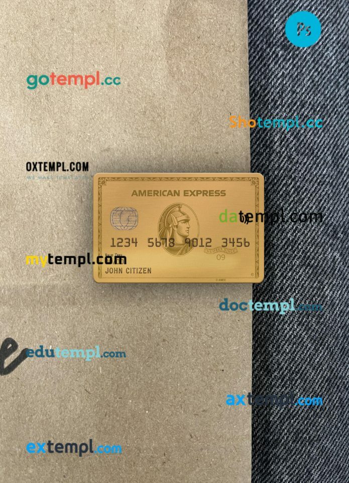 USA Texas 5Point Credit Union bank AMEX gold card PSD scan and photo-realistic snapshot, 2 in 1