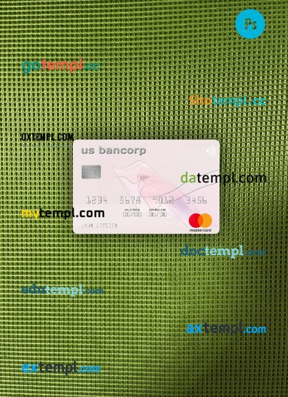 USA U.S. Bancorp Bank mastercard PSD scan and photo taken image, 2 in 1