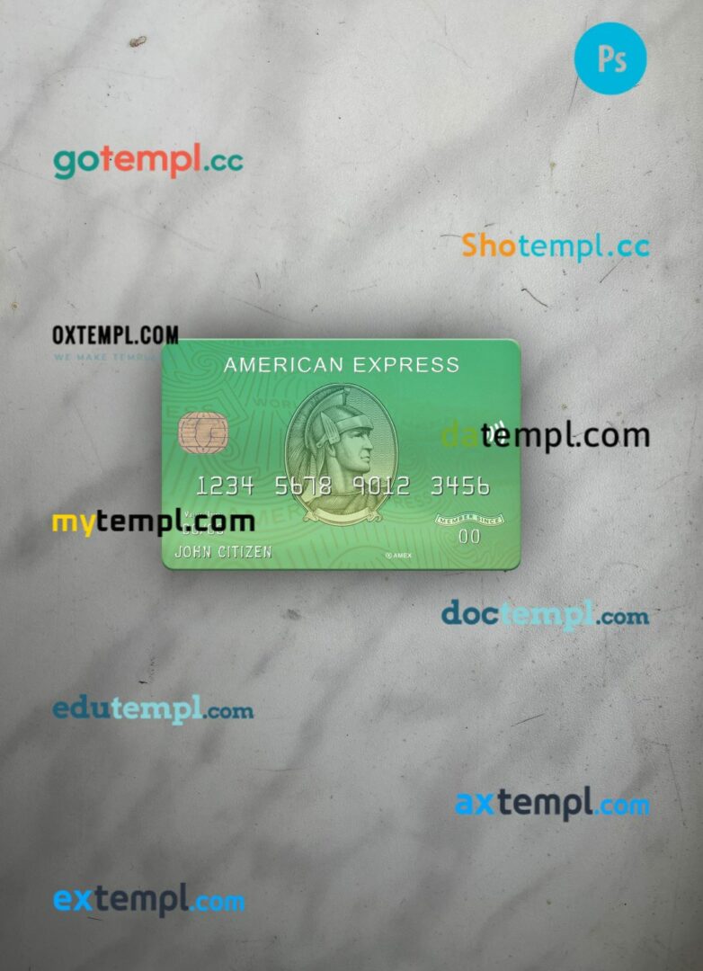 USA Waste Management bank AMEX Card PSD scan and photo-realistic snapshot, 2 in 1