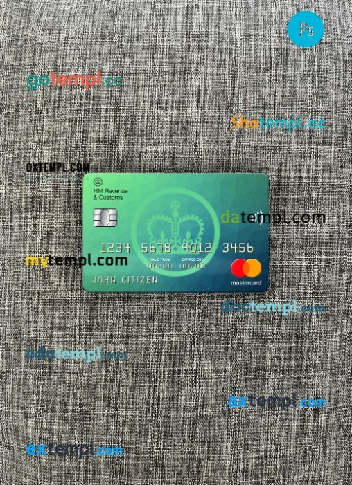 United Kingdom HM Revenue & Customs bank mastercard PSD scan and photo taken image, 2 in 1