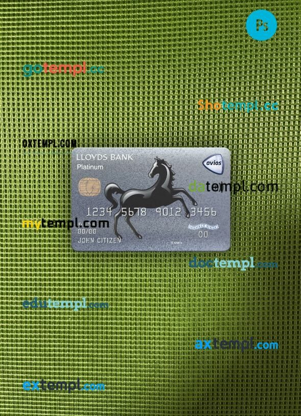 United Kingdom Lloyds american express platinum card PSD scan and photo-realistic snapshot, 2 in 1