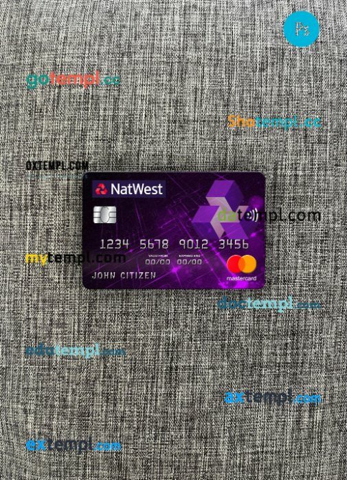United Kingdom NatWest bank mastercard PSD scan and photo taken image, 2 in 1
