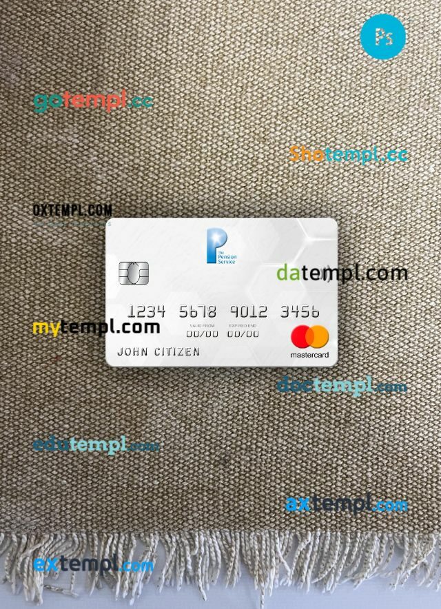 United Kingdom The Pension Service bank mastercard PSD scan and photo taken image, 2 in 1