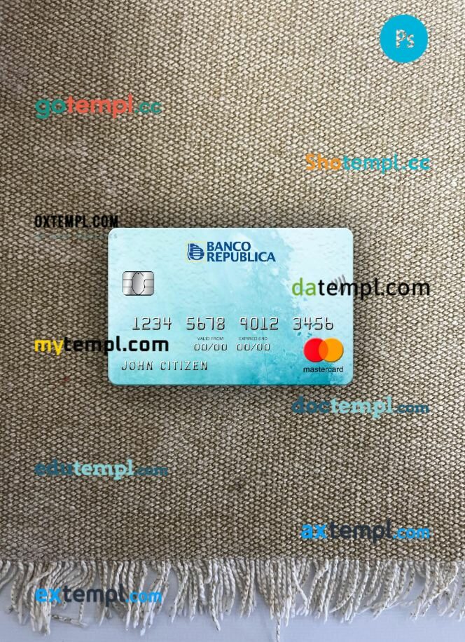 Uruguay Banco De La Republica Oriental Del Uruguay bank mastercard PSD scan and photo taken image, 2 in 1