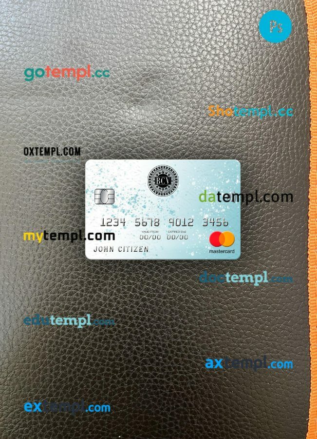 Venezuela Banco Central de Venezuela bank mastercard PSD scan and photo taken image, 2 in 1