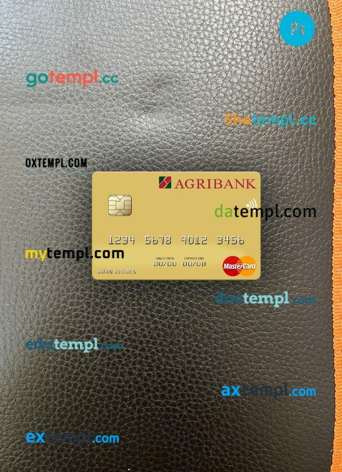 Vietnam Agribank mastercard PSD scan and photo taken image, 2 in 1