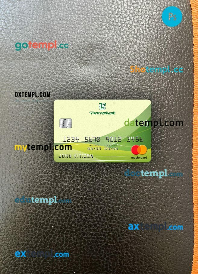Vietnam Vietcombank mastercard PSD scan and photo taken image, 2 in 1