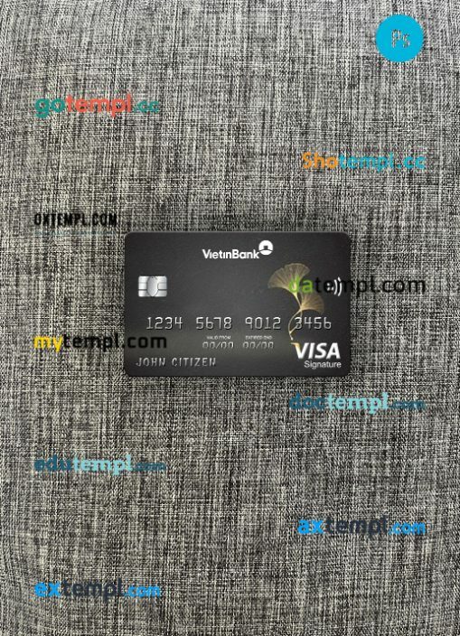 Vietnam Vietinbank visa signature card PSD scan and photo-realistic snapshot, 2 in 1