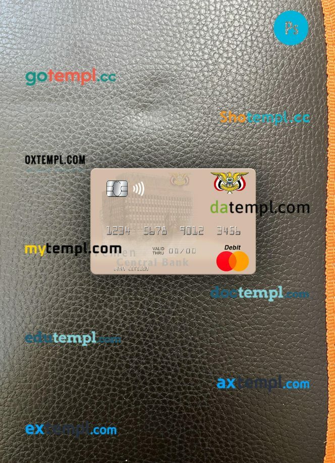 Yemen Central Bank of Yemen mastercard PSD scan and photo taken image, 2 in 1