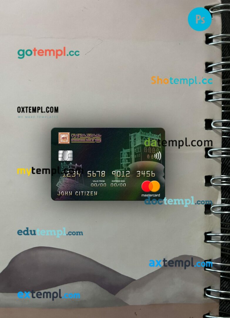 Yemen International bank mastercard PSD scan and photo taken image, 2 in 1