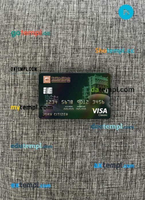 Yemen International bank visa classic card PSD scan and photo-realistic snapshot, 2 in 1