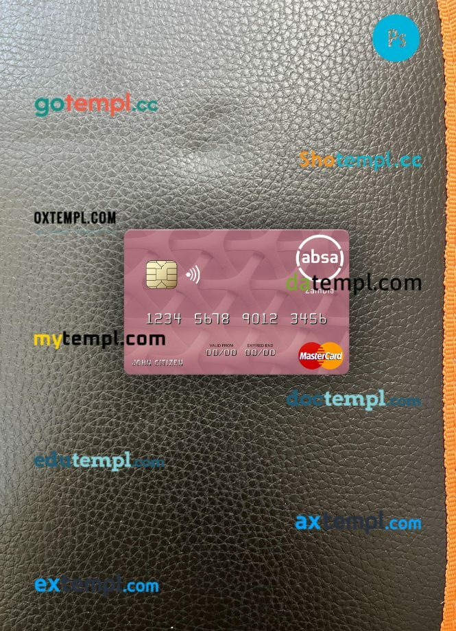 Zambia Absa Bank Zambia Plc mastercard PSD scan and photo taken image, 2 in 1