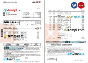 Hong Kong DBS Black World MasterCard eStatement Word and PDF template, 4 pages