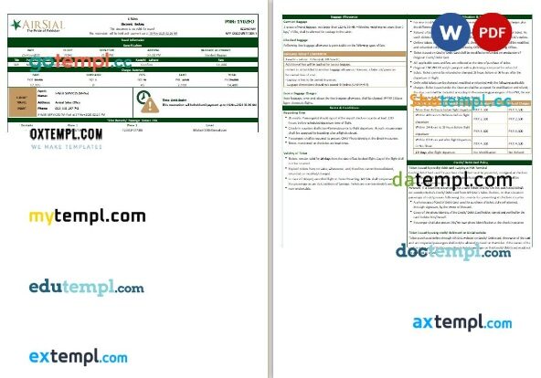 Karnataka State Road Transport Corporation bus e-ticket, Word and PDF download template, 2 pages, version 2