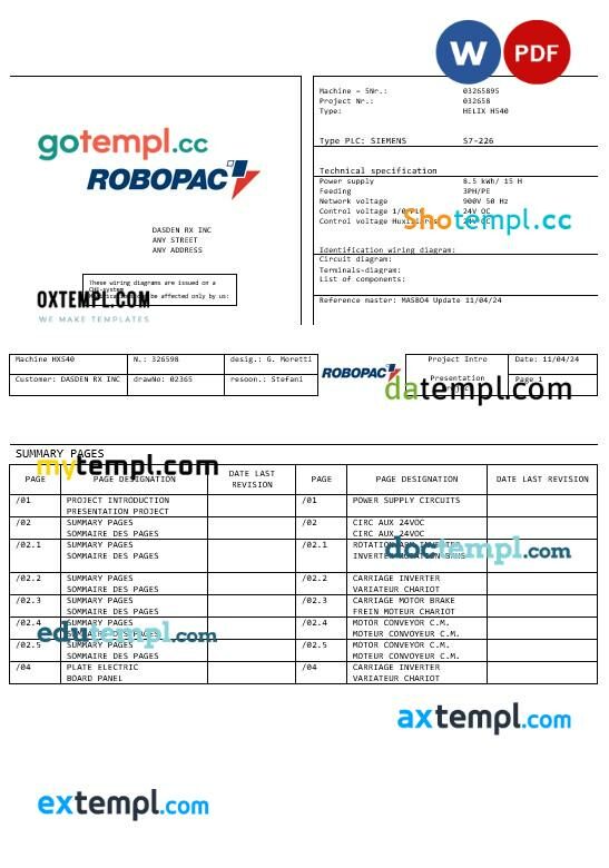 ITALY ROPOBAC SYSTEMI business utility bill Word and PDF template