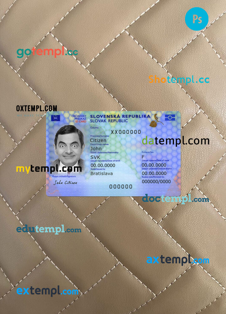 Slovakia ID card editable PSDs, scan and photo-realistic snapshot, 2 in 1, 2022-present