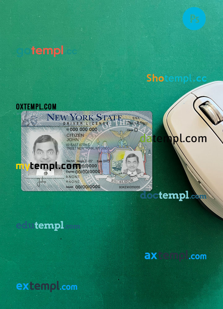 USA New York driving license editable PSD files, scan look and photo-realistic look, 2 in 1, version 2,