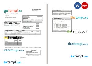 free mortgage statement Word and PDF template, 2 pages