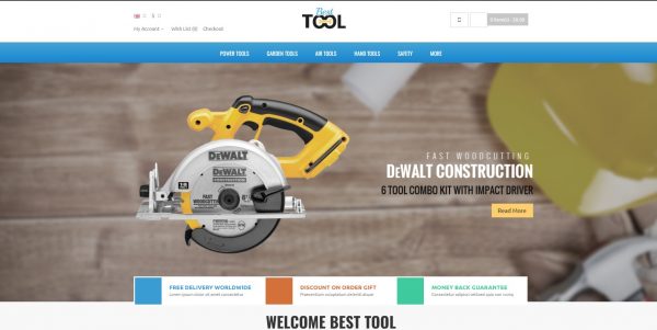 Tools OpenCart theme: latest version and free installation included